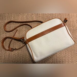 Talbots Real Leather White and Brown Crossbody Bag